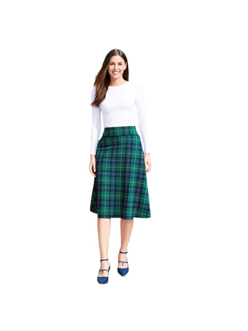 Unique Vintage Green Tartan Plaid A-line Skirt Size M